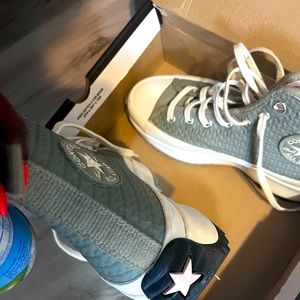 Quilted green converse sneakers worn a few times.